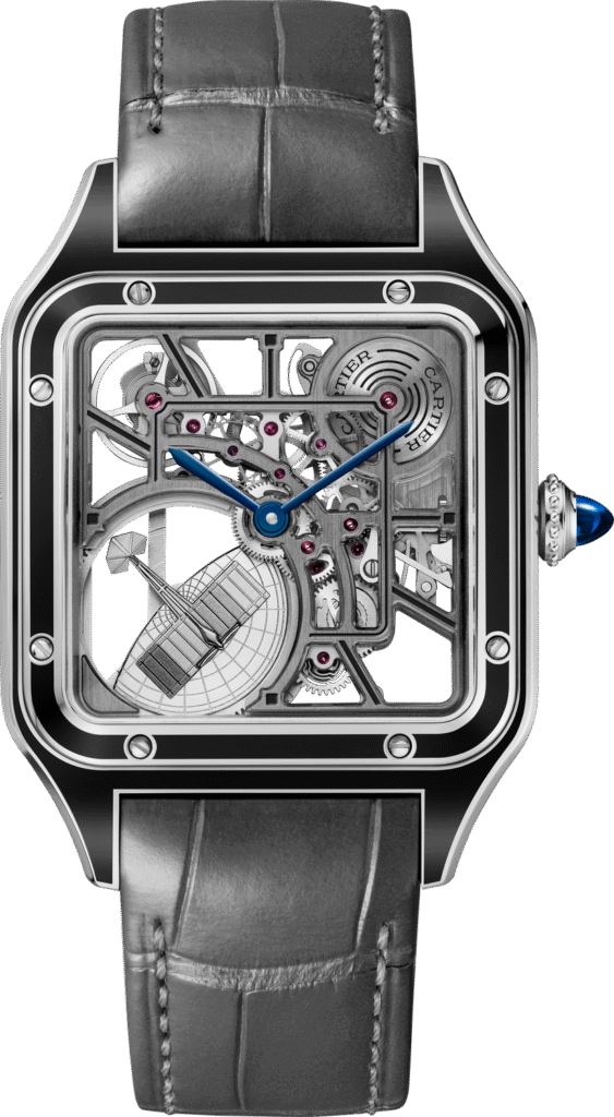 Santos-Dumont skeleton watch equipped with a micro-rotor WHSA0044