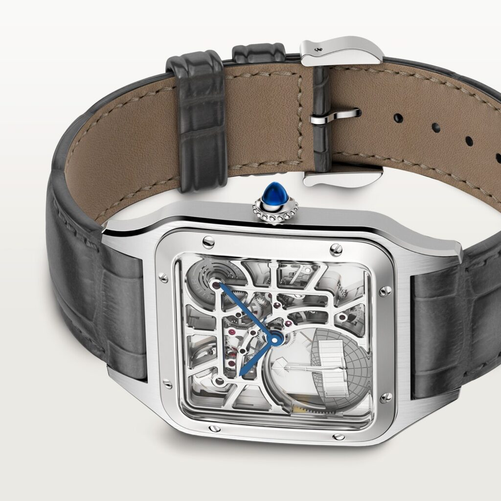 Santos-Dumont skeleton watch equipped with a micro-rotor WHSA0032