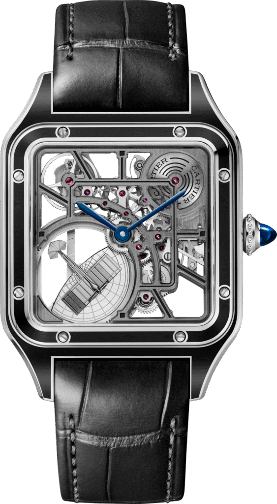 Santos-Dumont skeleton watch equipped with a micro-rotor WHSA0044