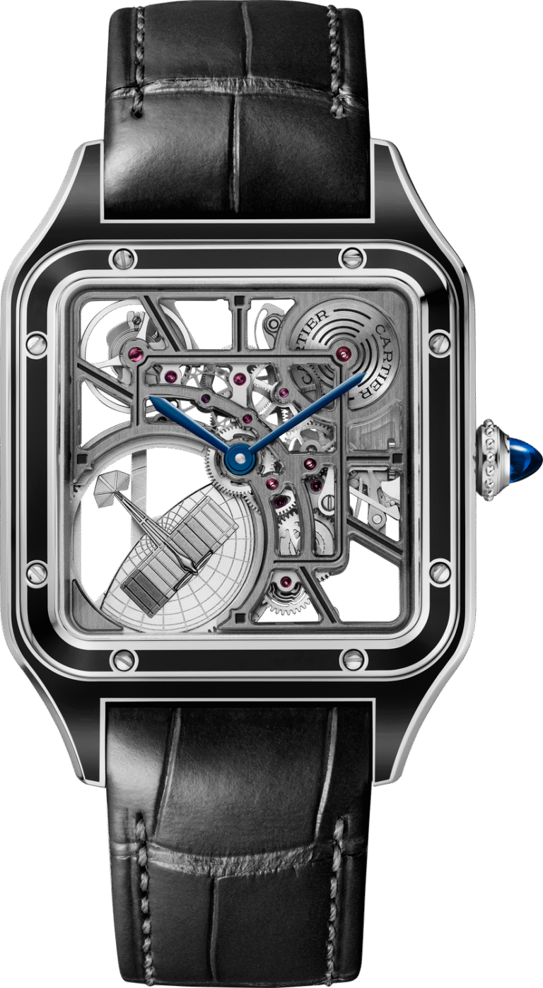 Santos-Dumont skeleton watch equipped with a micro-rotor WHSA0044