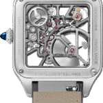 Santos-Dumont skeleton watch equipped with a micro-rotor WHSA0044