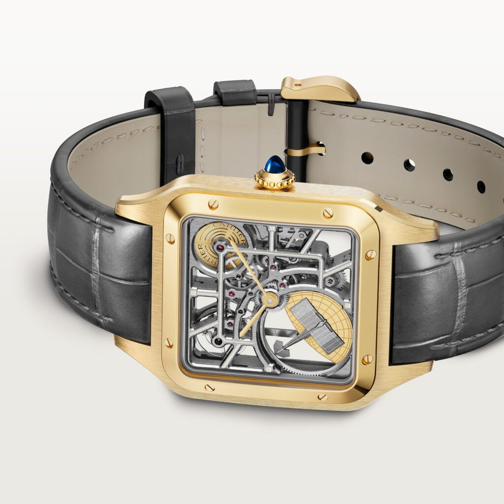 Santos-Dumont skeleton watch equipped with a micro-rotor WHSA0043